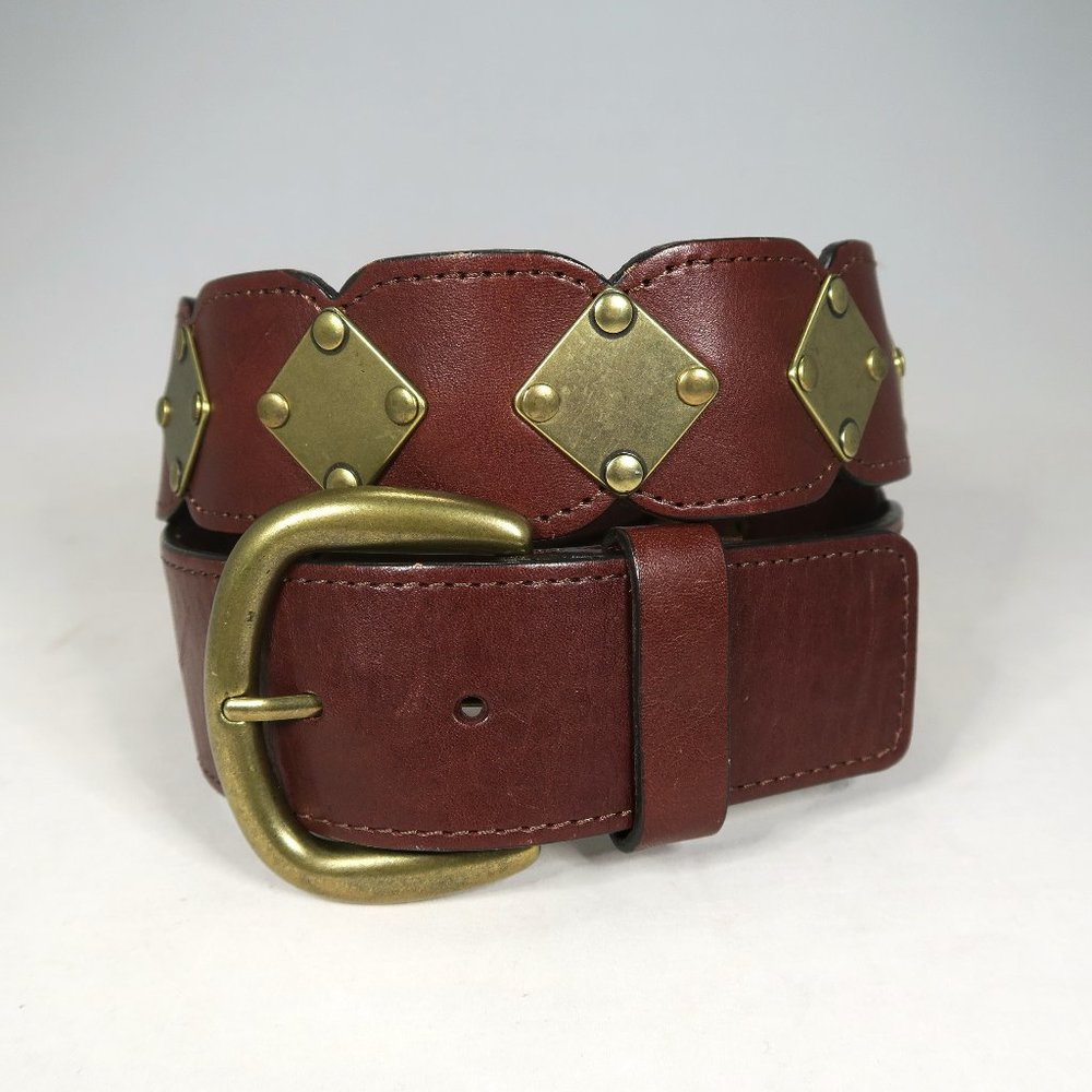 Fossil Leather & Brass Segmented Belt